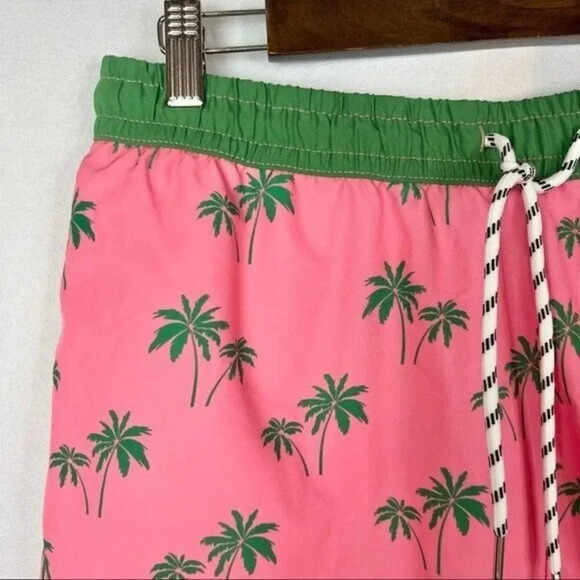Public Record Pink & Green Palm Tree Hybrid Retro Swim Shorts XL - Picture 3 of 4